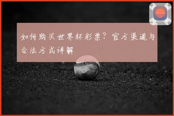 如何购买世界杯彩票？官方渠道与合法方式详解